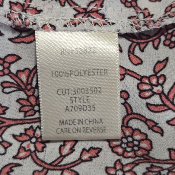 Max Studio Womens Boho Pink Floral Bubble Sleeve Half Button Crepe Blouse XL - Picture 3 of 8